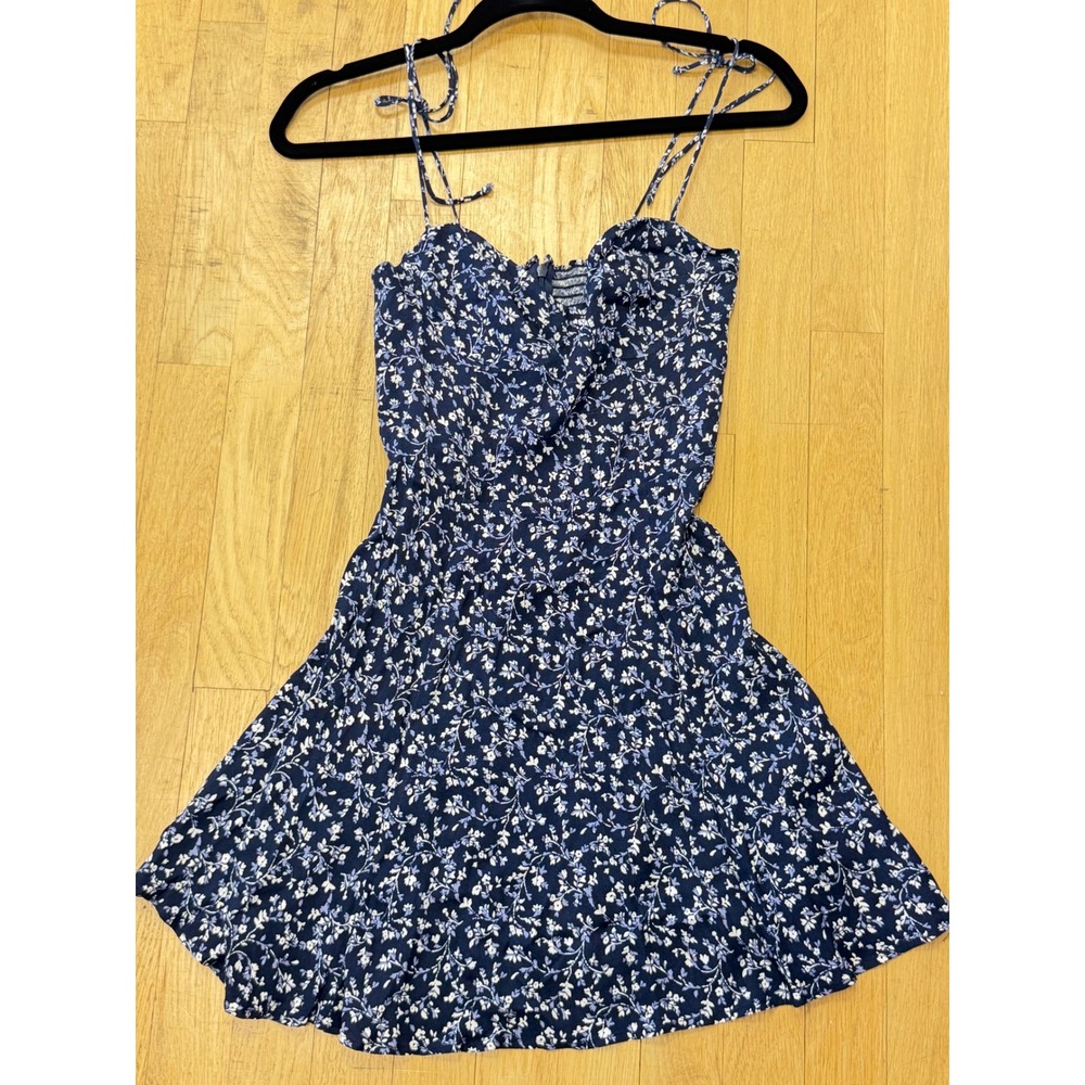 Reformation Saskia Dress Floral Midnight Blue Navy Bustier Mini Sz 2 EUC Boho - Picture 5 of 14